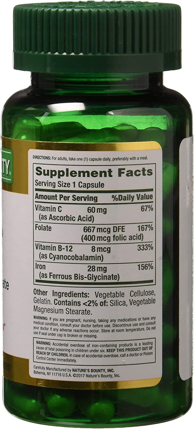 Nature's Bounty Fer 28 mg 90 capsules emballage
