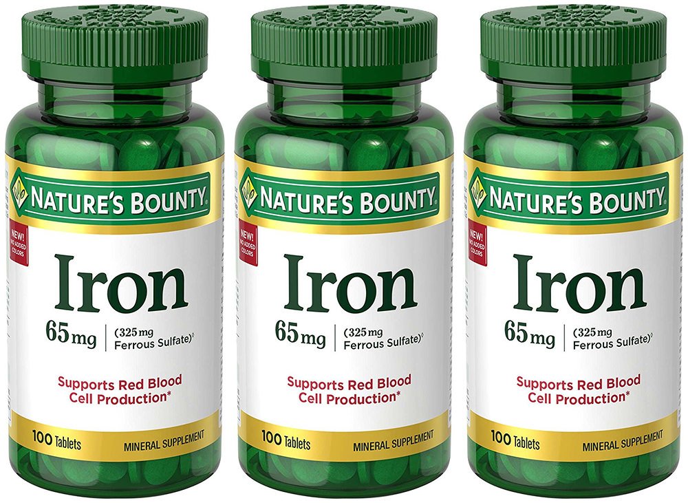 Nature's Bounty Fer 65 mg 100 comprimés pack de 3