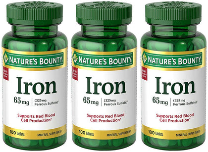 Nature's Bounty Fer 65 mg 100 comprimés pack de 3