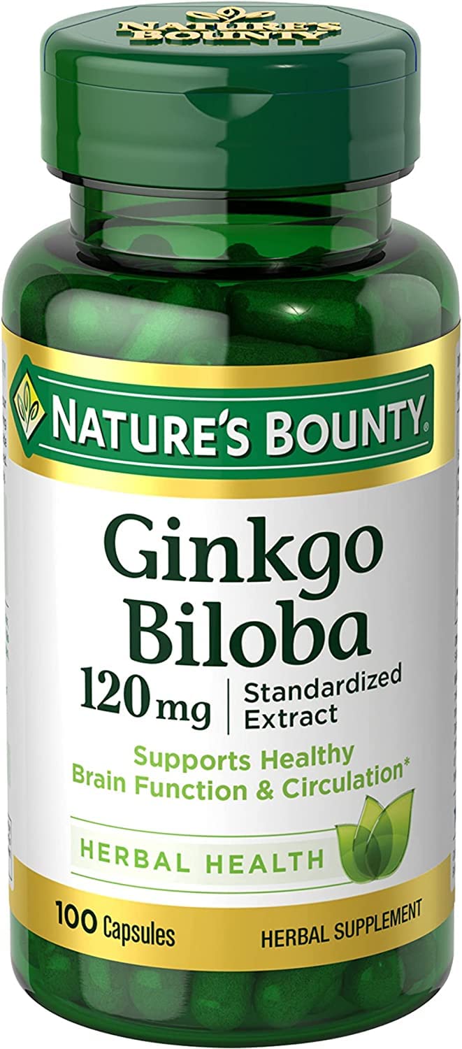 Nature's Bounty Ginkgo Biloba 120 mg Double Force 100 capsules vue de face