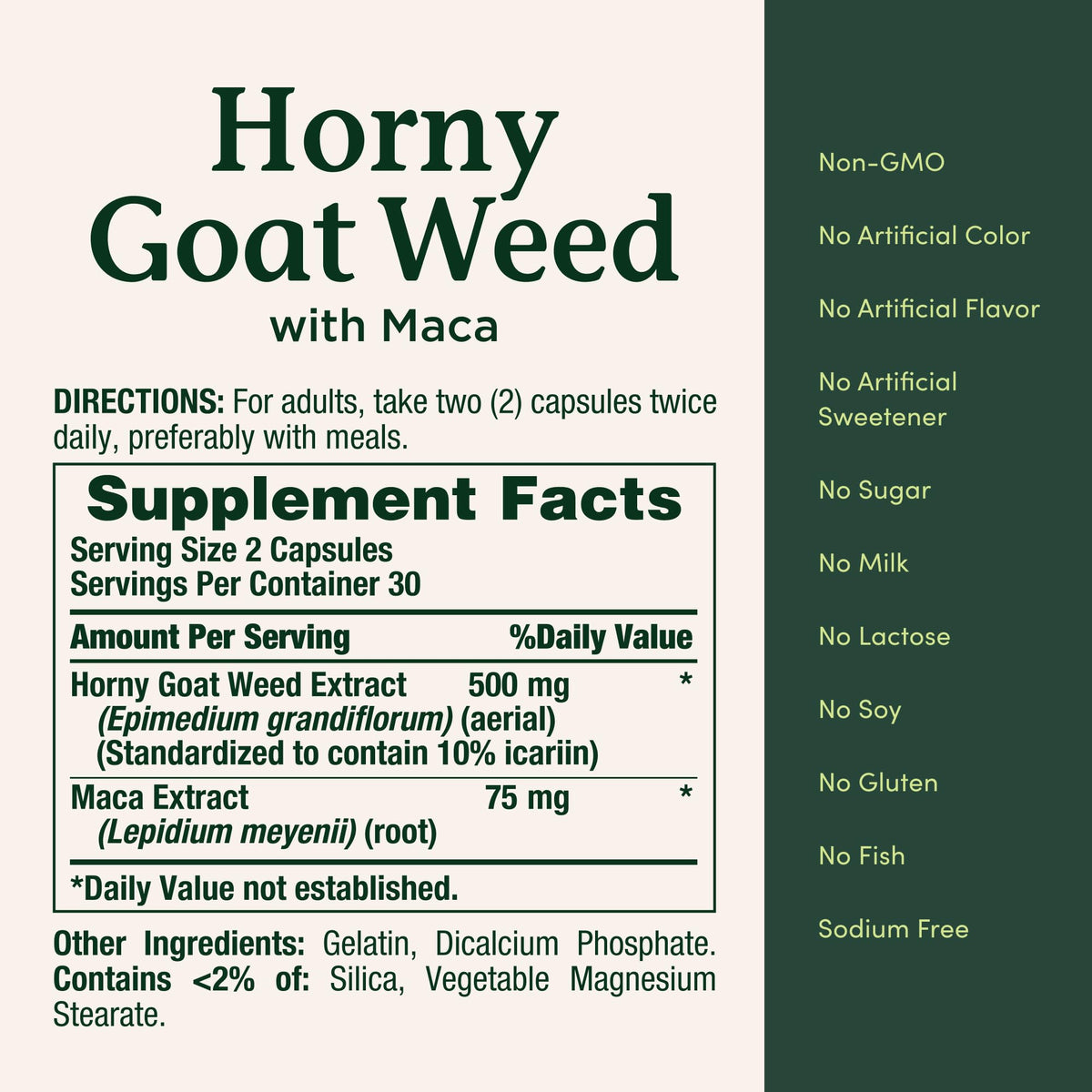Nature's Bounty Horny Goat Weed 60 Capsules, contenant ouvert