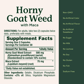 Nature's Bounty Horny Goat Weed 60 Capsules, contenant ouvert