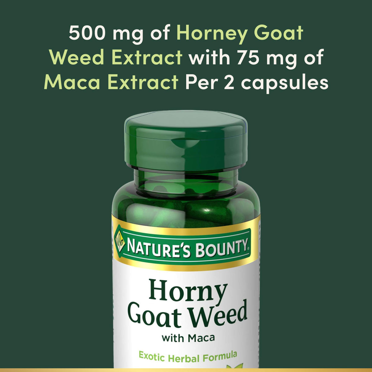 Nature's Bounty Horny Goat Weed 60 Capsules, côté gauche