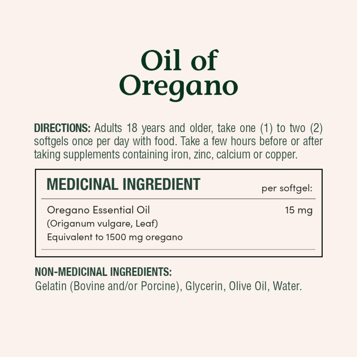 Nature's Bounty Huile d'Origan 1500 mg gélules liquides côté