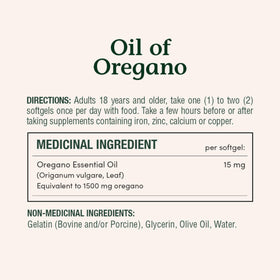Nature's Bounty Huile d'Origan 1500 mg gélules liquides côté