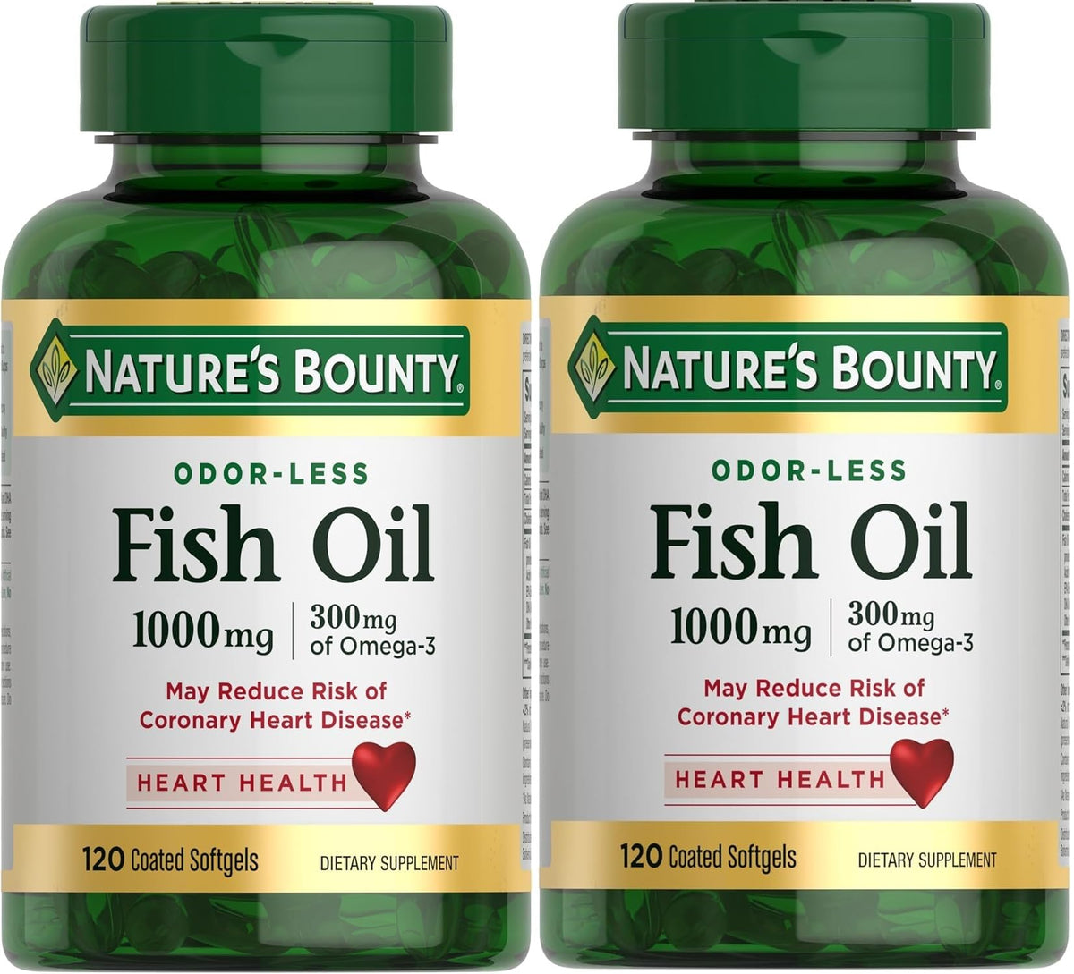 Nature's Bounty Huile de Poisson Omega-3 1000 mg gélules front view