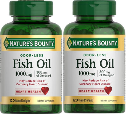 Nature's Bounty Huile de Poisson Omega-3 1000 mg gélules front view