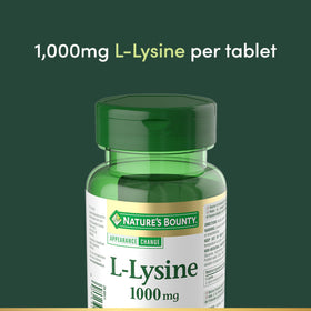 Nature's Bounty L-Lysine 1000 mg 60 comprimés sur une table en bois