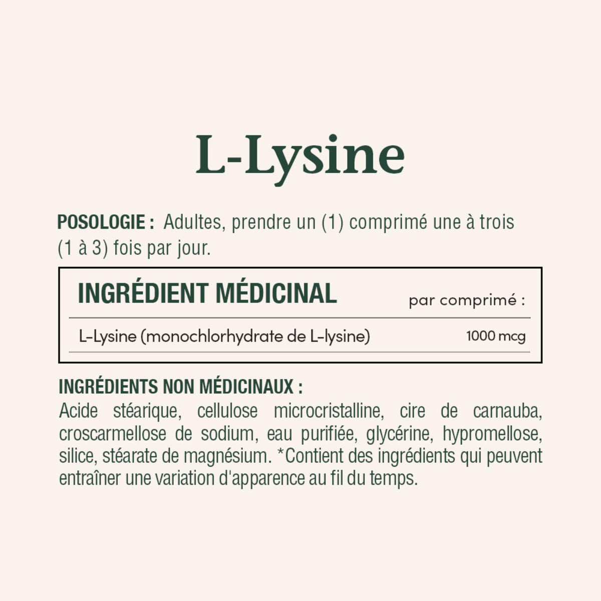 Nature's Bounty L-Lysine 1000 mg flacon ouvert avec comprimés