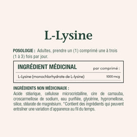 Nature's Bounty L-Lysine 1000 mg flacon ouvert avec comprimés