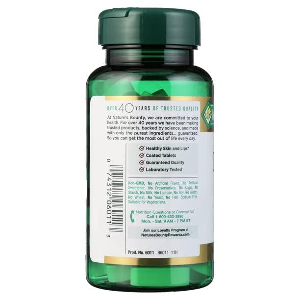 Nature's Bounty L-Lysine 240 comprimés côté avec logo de la marque