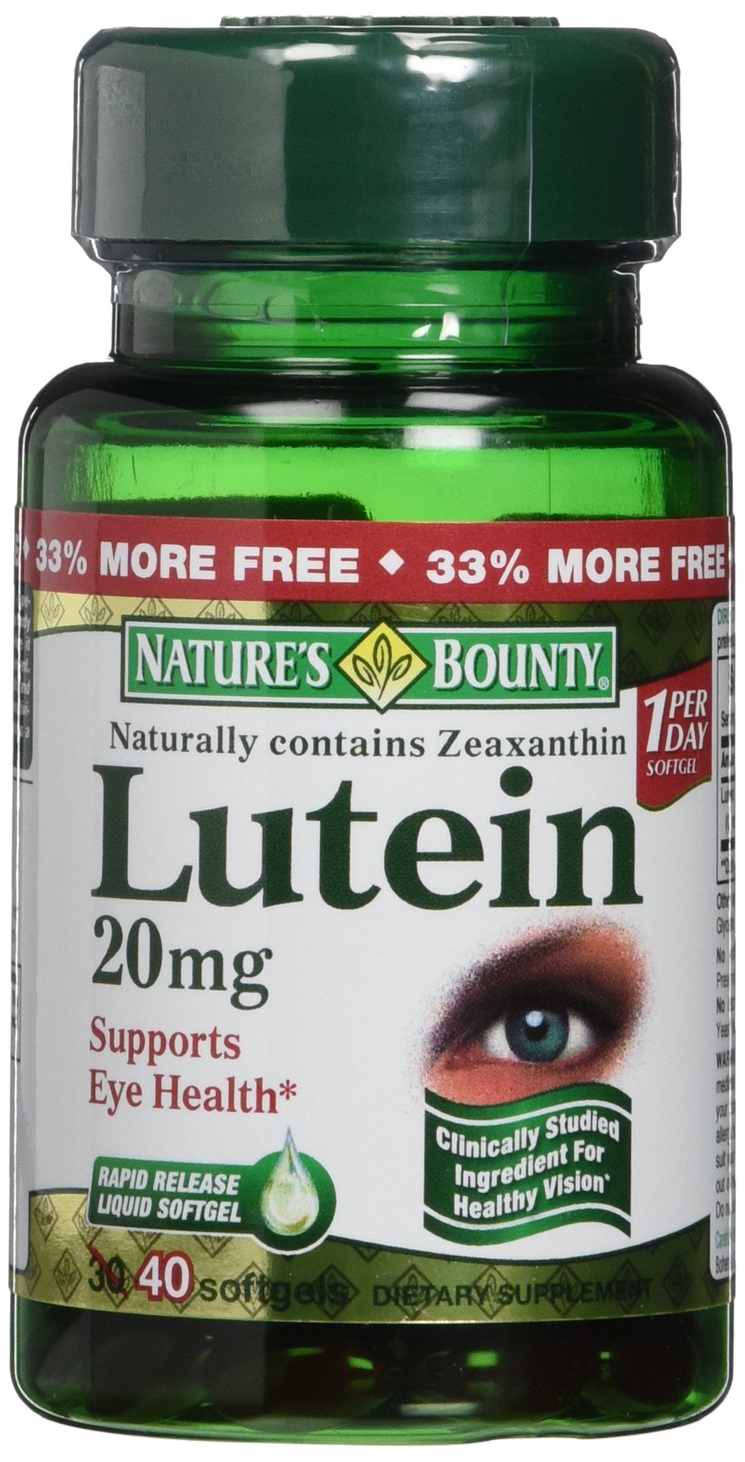 Nature's Bounty Lutein 20 mg 40 gélules souples vue avant