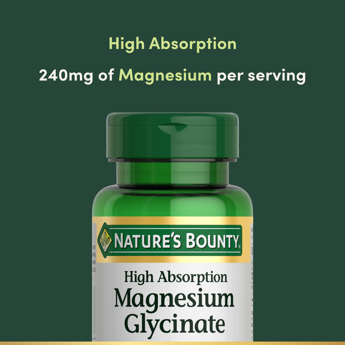 Nature's Bounty Magnésium Glycinate 240 mg étiquetage
