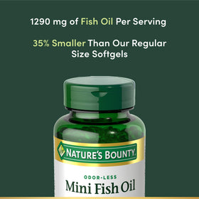 Nature's Bounty mini capsules huile de poisson 1290 mg côté boîte