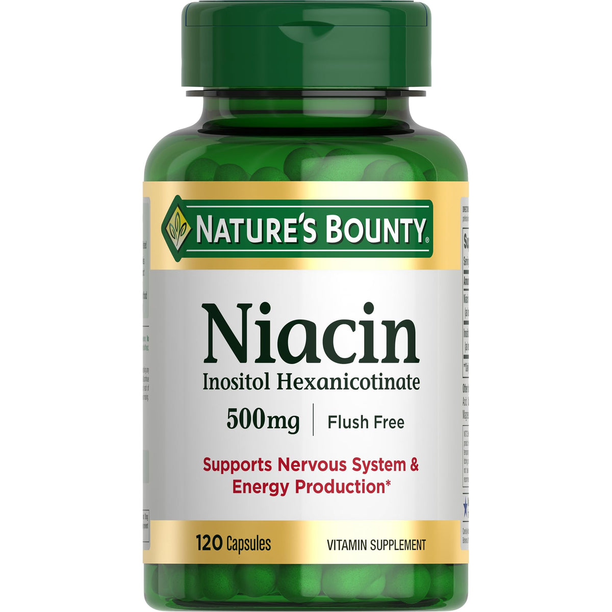 Nature's Bounty Niacine 500mg capsules, vue avant de l'emballage