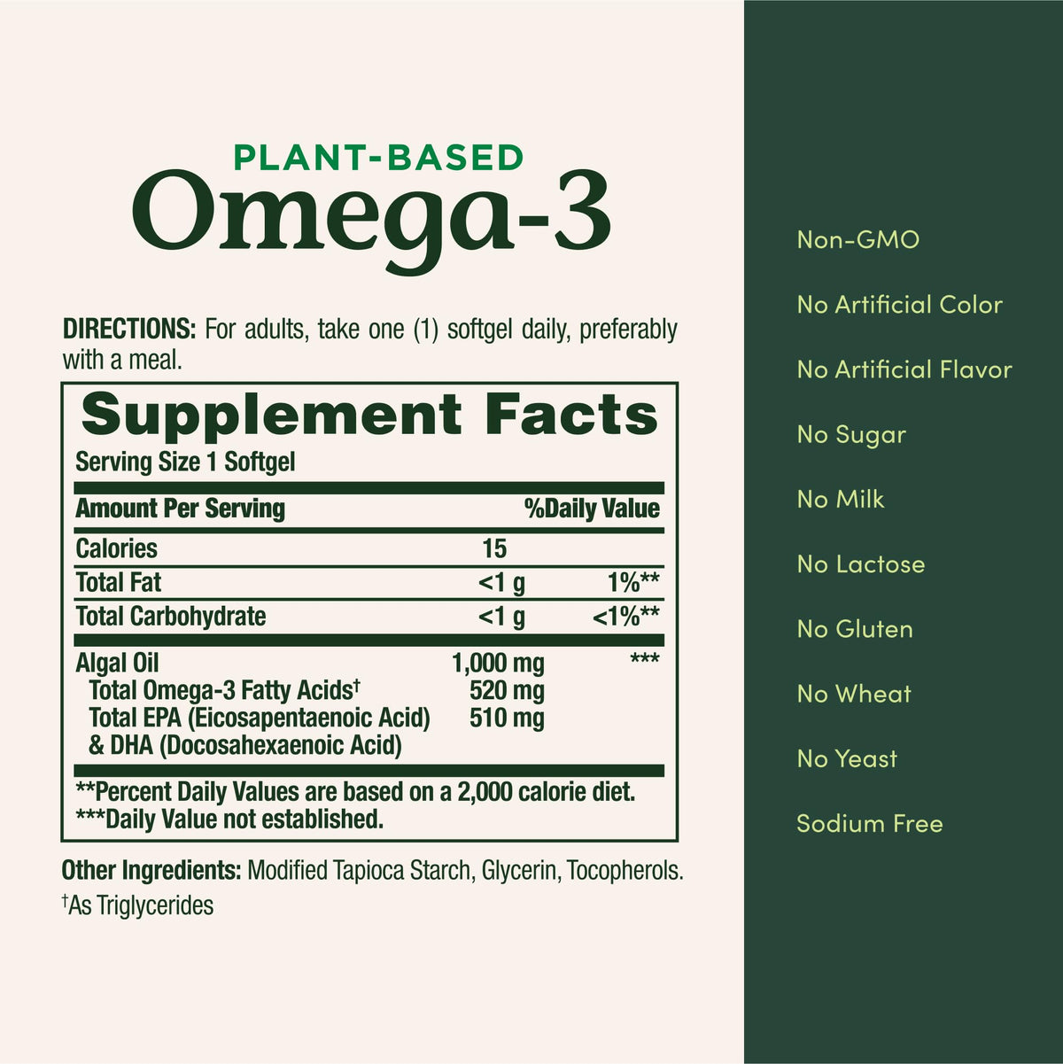 Nature's Bounty Omega 3 avec des ingrédients naturels en arrière-plan