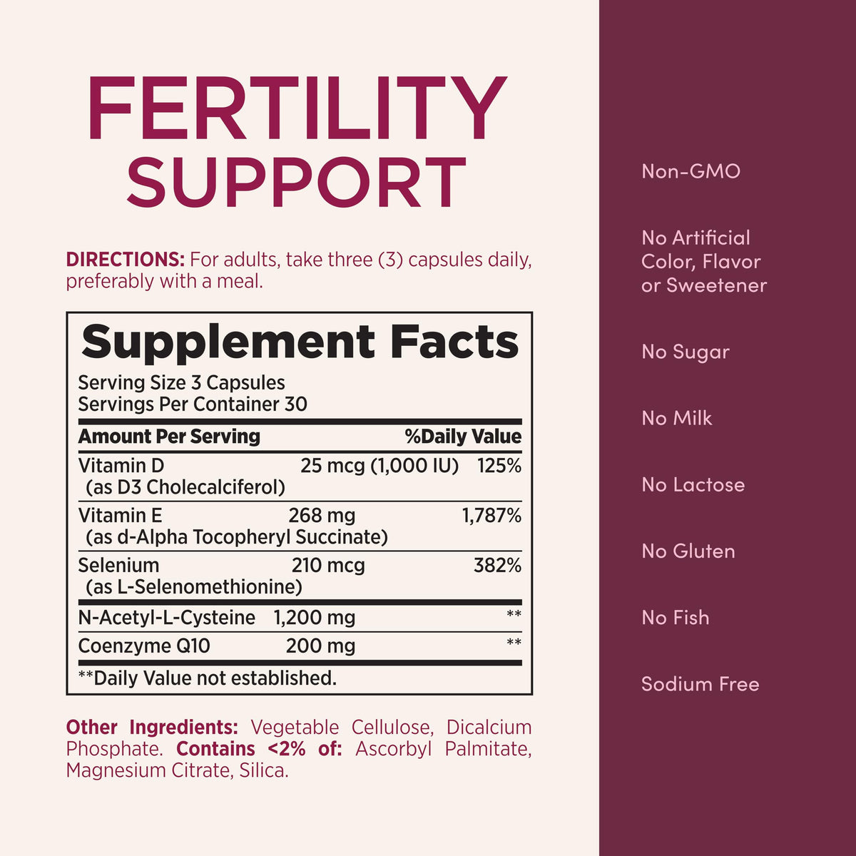 Nature's Bounty Optimal Solutions Soutien Fertilité emballage avec instructions