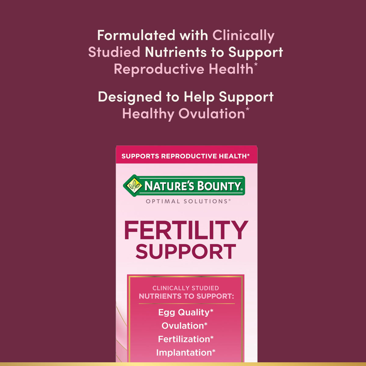 Nature's Bounty Optimal Solutions Soutien Fertilité gélules sur fond neutre