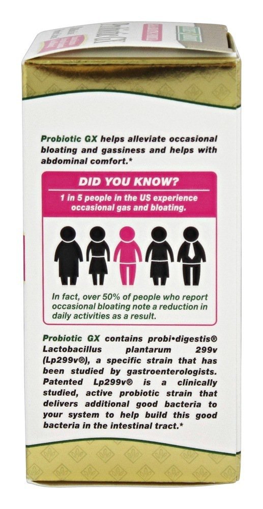 Nature's Bounty Probiotic GX Capsules 25 unités, présentation des capsules sur fond blanc