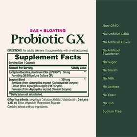Nature's Bounty Probiotic GX capsules sur une table en bois