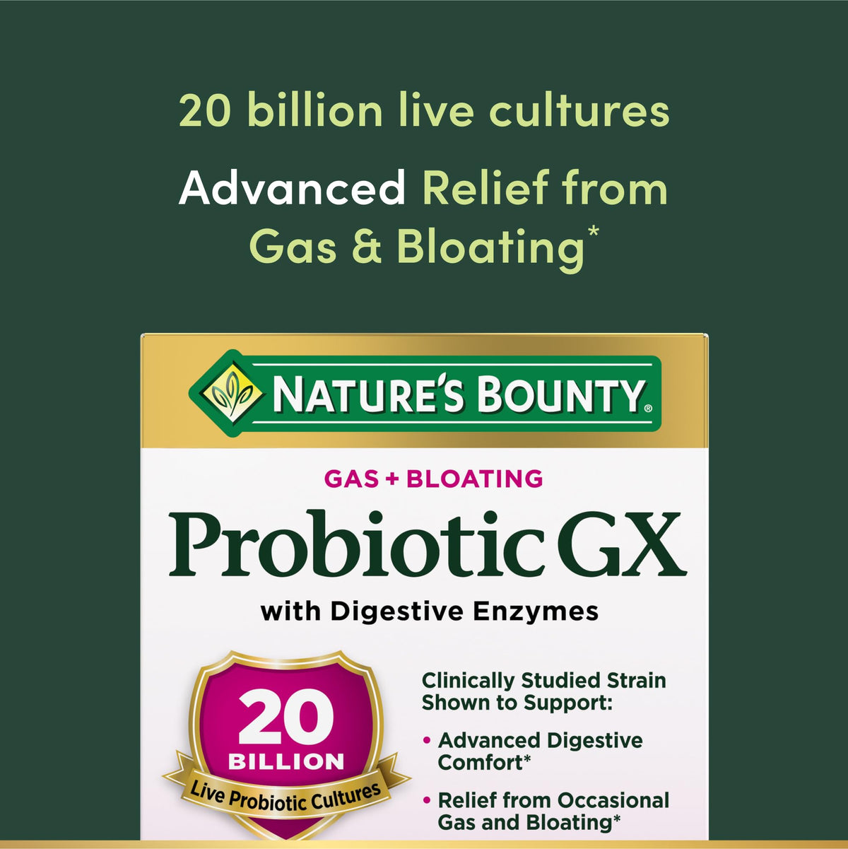 Nature's Bounty Probiotic GX étiquette détaillant les ingrédients