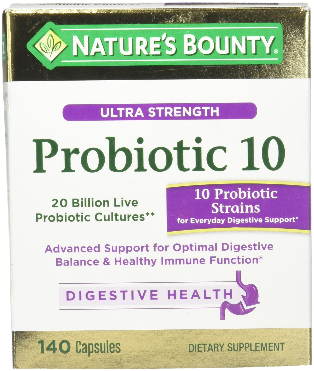 Nature's Bounty Probiotique Ultra Force 10 boîte de 140 capsules vue avant