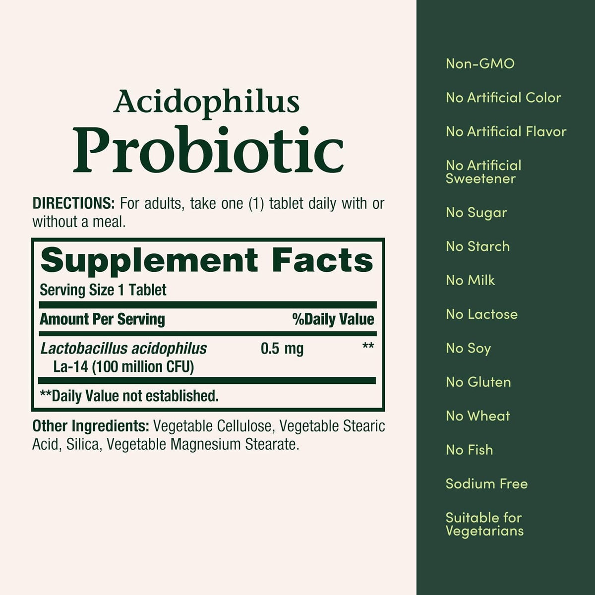 Nature's Bounty Probiotiques Acidophilus avec des ingrédients sains
