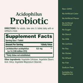 Nature's Bounty Probiotiques Acidophilus avec des ingrédients sains