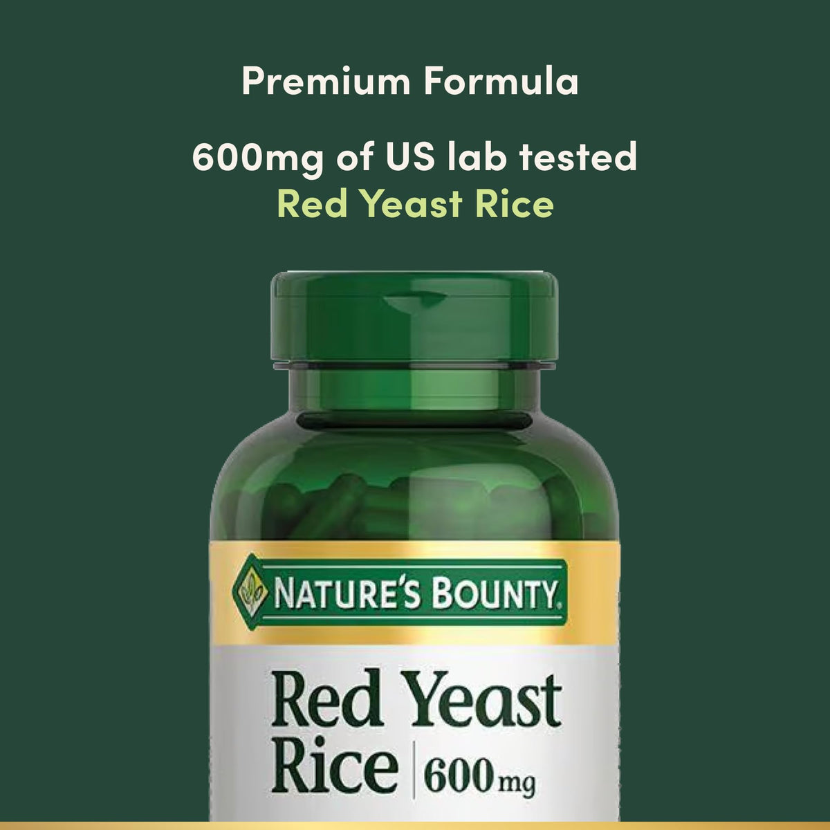 Nature's Bounty Riz de Levure Rouge 600mg capsules view from above