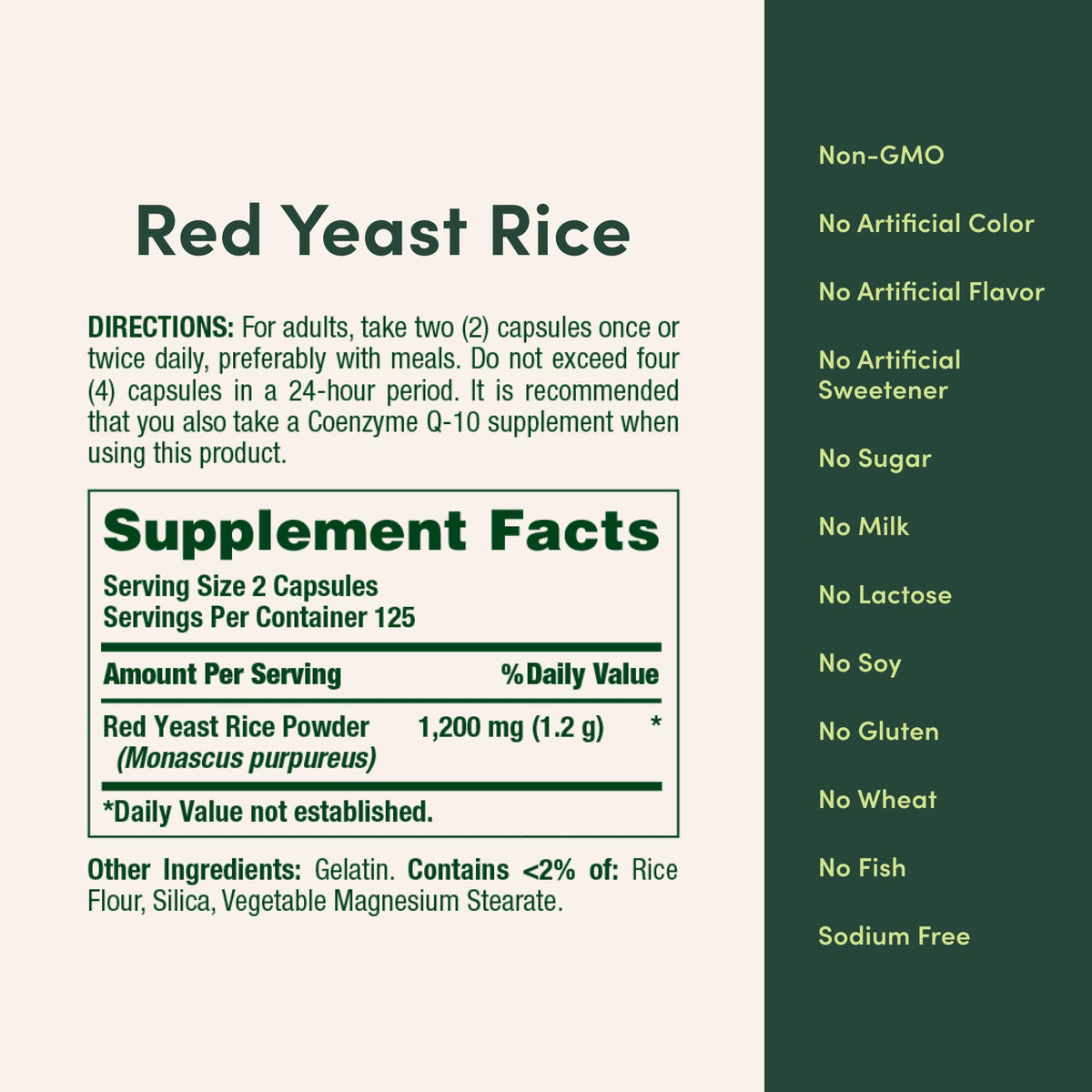 Nature's Bounty Riz de Levure Rouge 600mg package side view