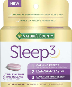 Nature's Bounty Sleep3 10mg comprimés tri-couches vue de face