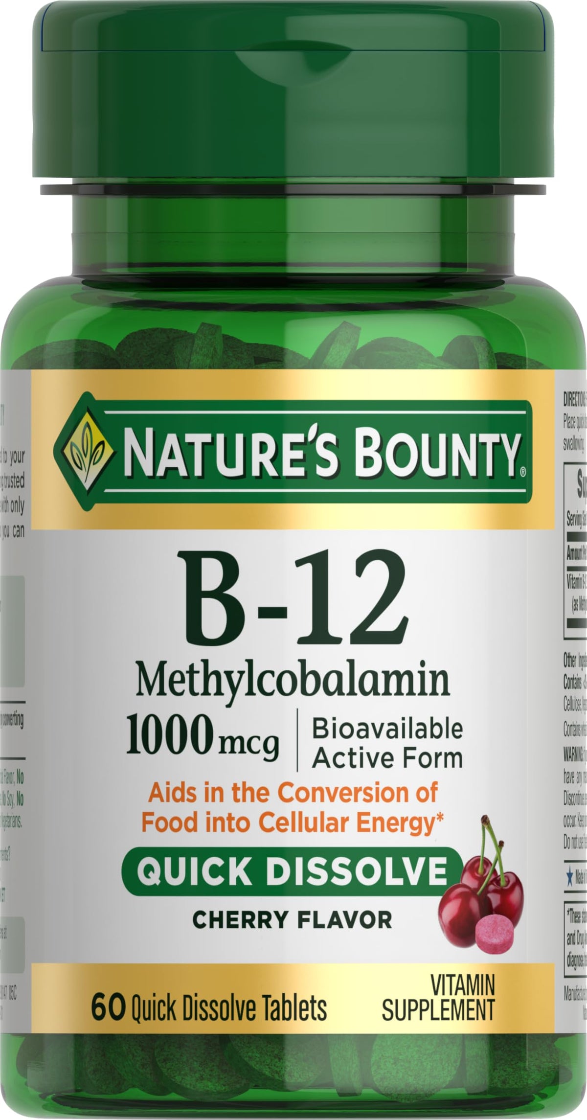 Nature's Bounty Vitamine B12 1000MCG 60 comprimés, vue de face