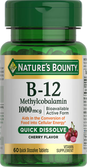 Nature's Bounty Vitamine B12 1000MCG 60 comprimés, vue de face
