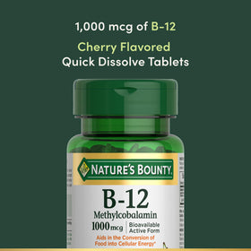 Nature's Bounty Vitamine B12 comprimés, côté du flacon
