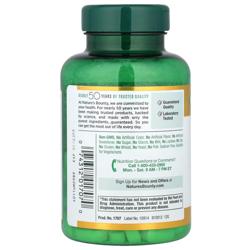 Nature's Bounty Vitamine C 1000 mg étiquette et informations nutritionnelles