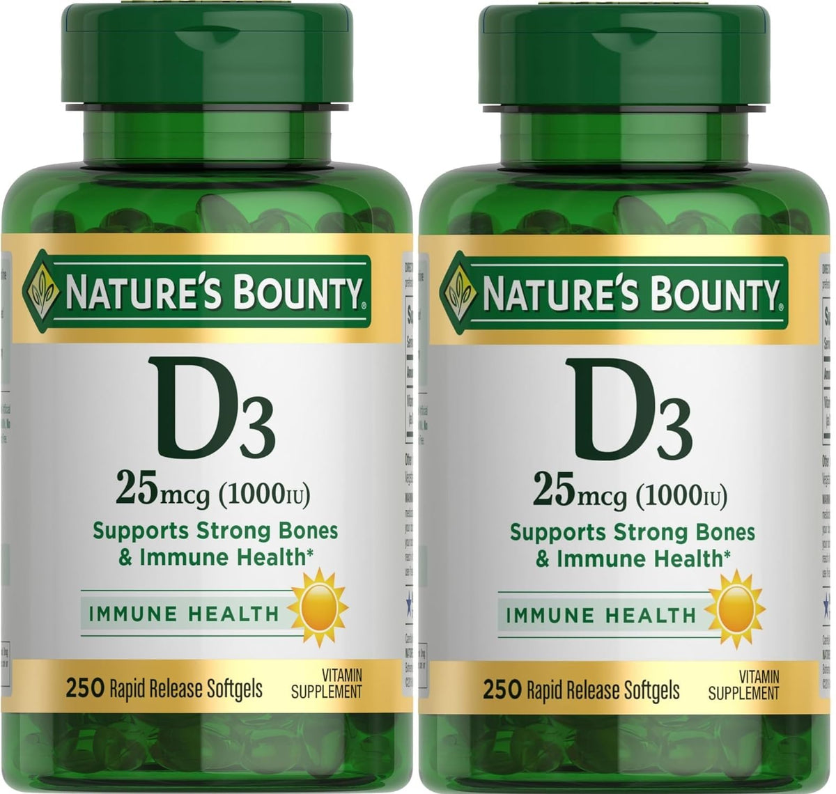 Nature's Bounty Vitamine D3 1000 IU gélules molles pack de 2