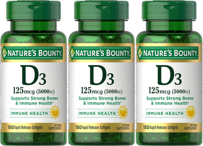 Nature's Bounty Vitamine D3 125 mcg 5000 IU gélules molles vue avant