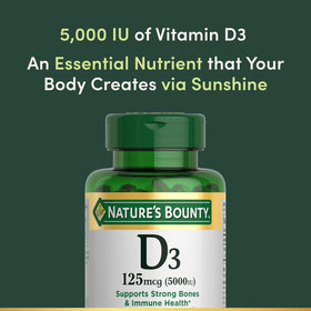 Nature's Bounty Vitamine D3 125 mcg gélules molles vue de côté