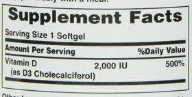 Nature's Bounty Vitamine D3 gélules molles, contenu du flacon