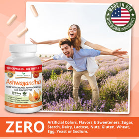 NATURE'S BRANCH Ashwagandha Bio 1965mg gélules végétales et une plante verte