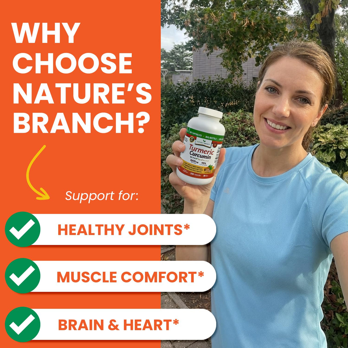 NATURE'S BRANCH Complément Curcuma 2600mg, étiquette du produit