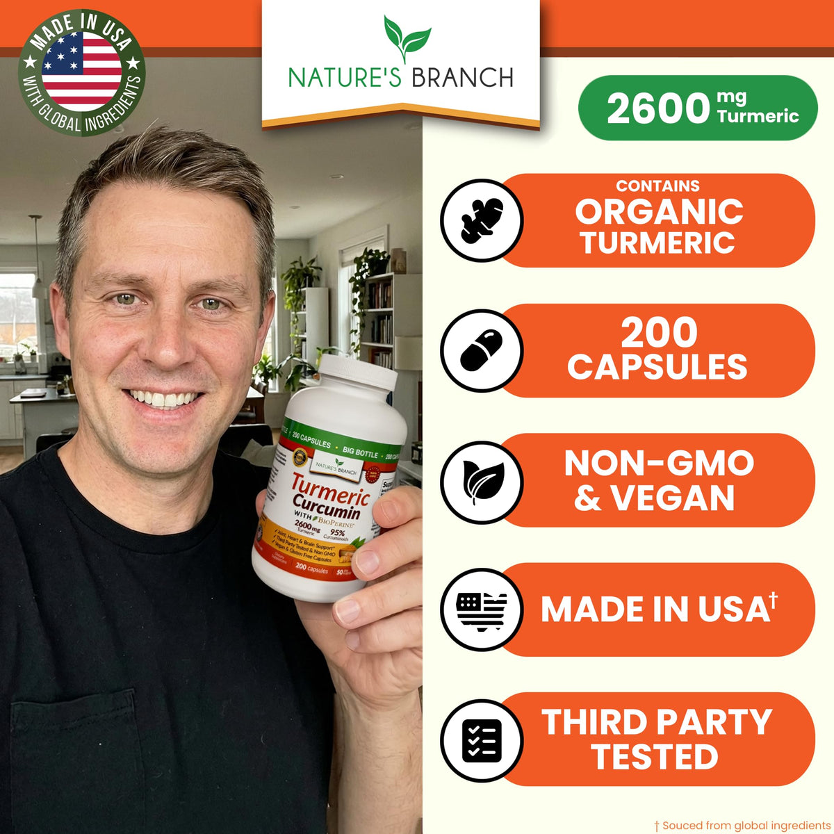 NATURE'S BRANCH Complément Curcuma 2600mg, vue arrière