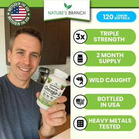 NATURE'S BRANCH Huile de poisson Omega 3 Triple Force arrière de l'emballage