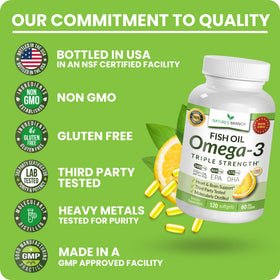 NATURE'S BRANCH Huile de poisson Omega 3 Triple Force sur une table