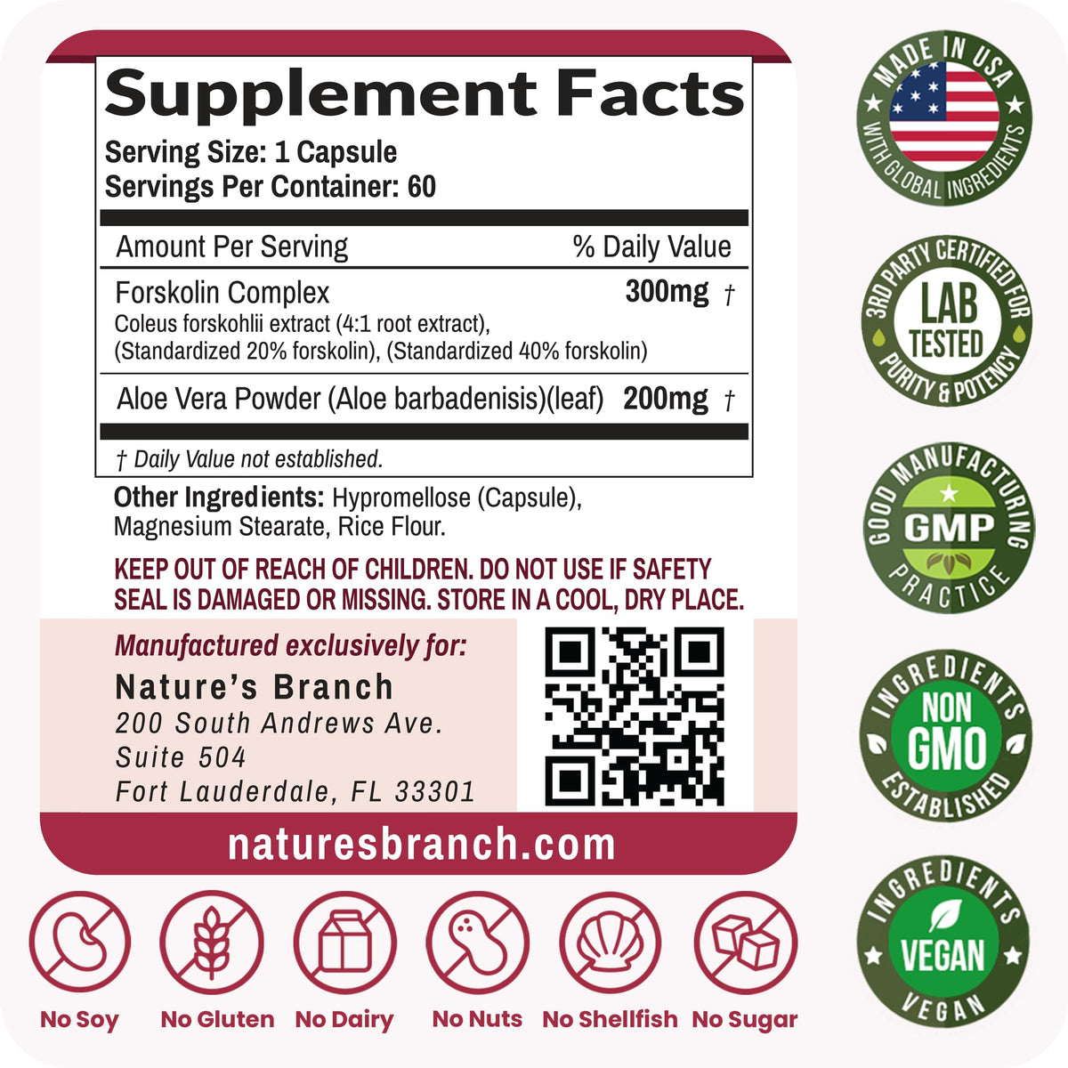 NATURE'S BRANCH Ultra Forskolin 500mg capsules in a hand