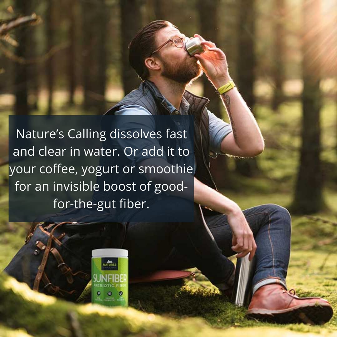 NATURE'S CALLING Sunfiber Fibre Soluble en poudre sur une table