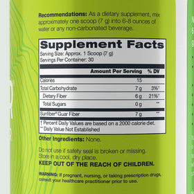 NATURE'S CALLING Sunfiber Fibre Soluble étiquette arrière avec informations nutritionnelles