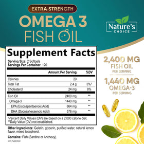 Nature's Choice Omega 3 Huile de Poisson 2400mg gélules arrière