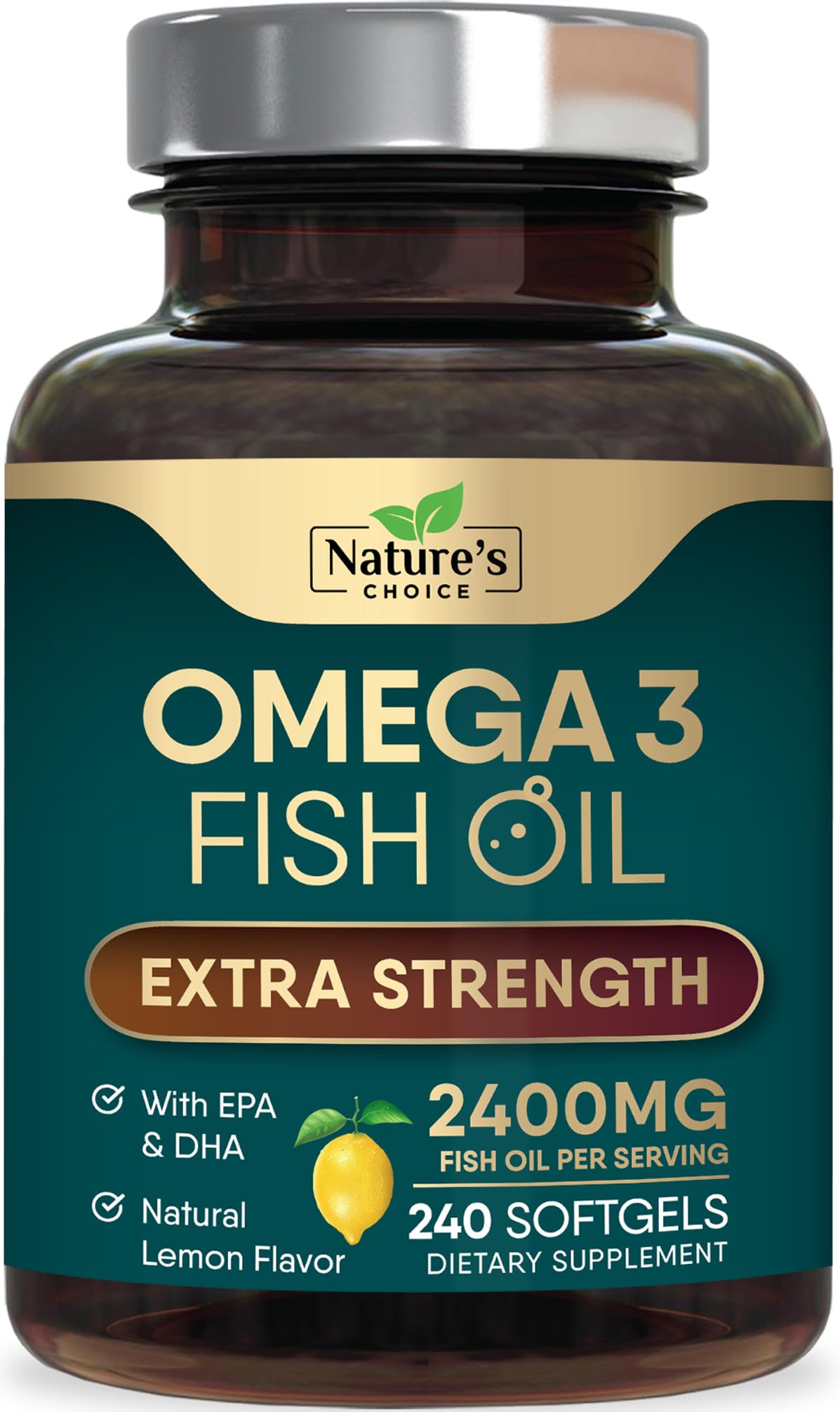 Nature's Choice Omega 3 Huile de Poisson 2400mg gélules avant