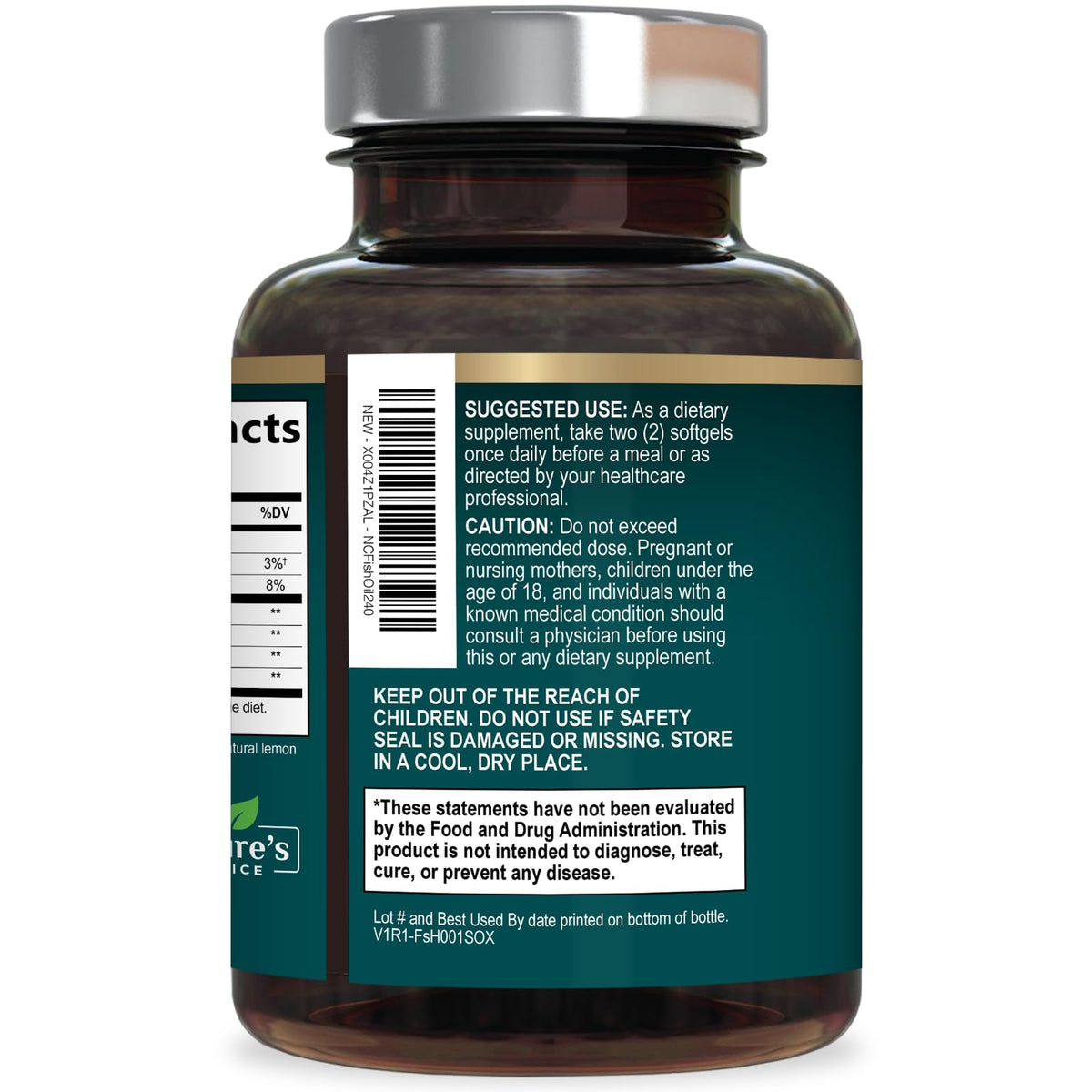 Nature's Choice Omega 3 Huile de Poisson 2400mg gélules avec verre d'eau
